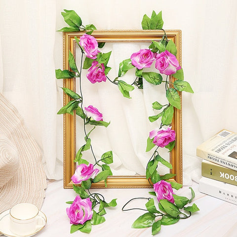 2.5m/8.2ft Artificial Flower Silk flowers Rose Leaf Garland Vine Ivy Wedding Flower Garden Halloween Christmas flowers Deoration