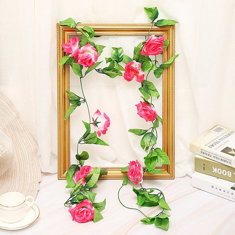 2.5m/8.2ft Artificial Flower Silk flowers Rose Leaf Garland Vine Ivy Wedding Flower Garden Halloween Christmas flowers Deoration