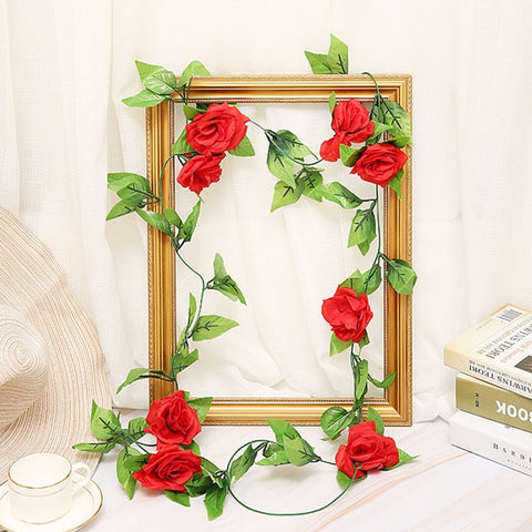 2.5m/8.2ft Artificial Flower Silk flowers Rose Leaf Garland Vine Ivy Wedding Flower Garden Halloween Christmas flowers Deoration