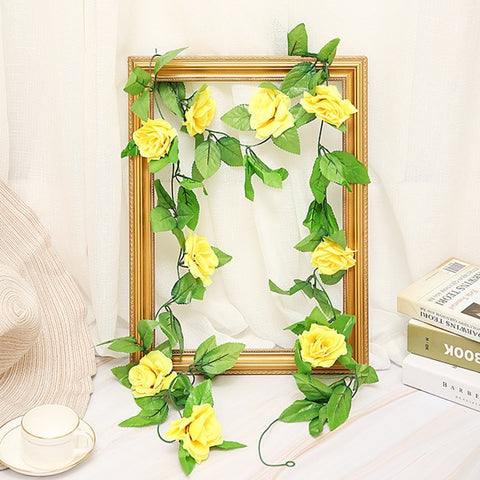 2.5m/8.2ft Artificial Flower Silk flowers Rose Leaf Garland Vine Ivy Wedding Flower Garden Halloween Christmas flowers Deoration